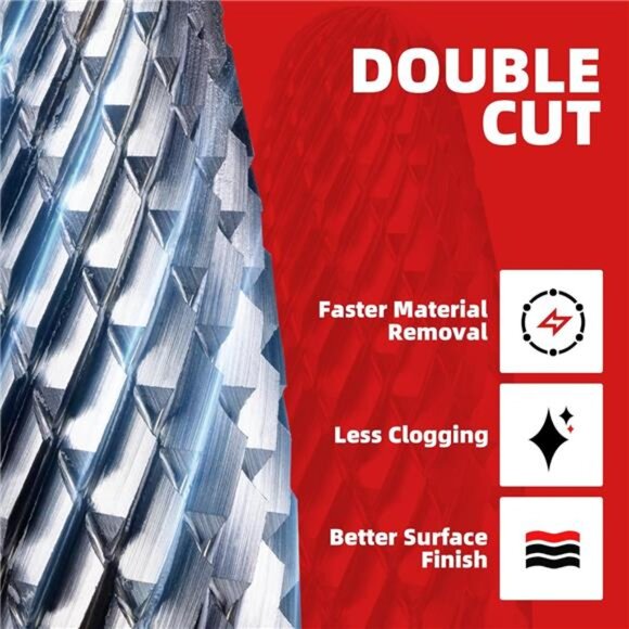 5PCS Tungsten Carbide Rotary Burr Set, SF-5 Double Cut Carbide Burr 1/4" Shank - Picture 3 of 8